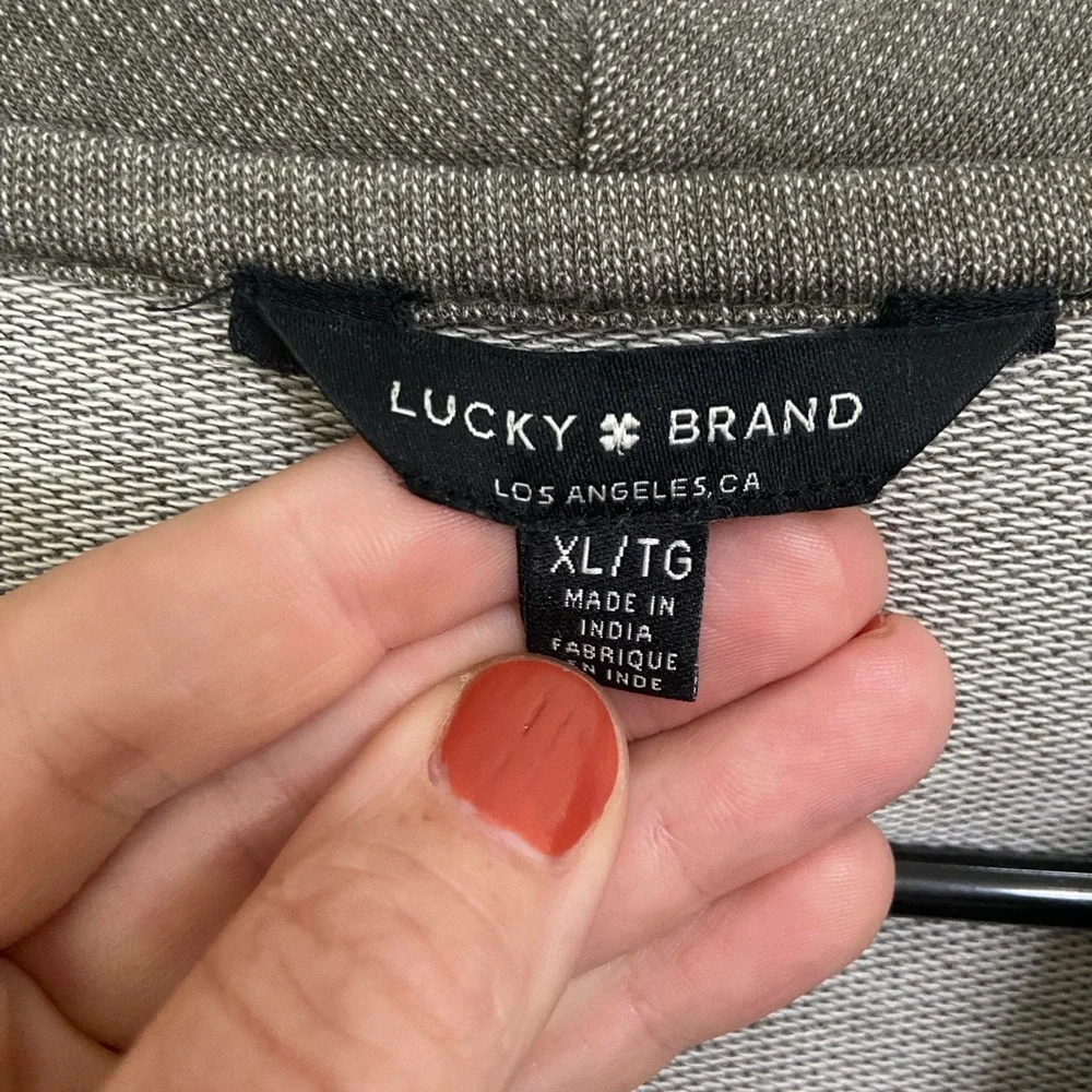 Lucky Brand women's xl grey cowl neck lightweight sweatshirt w/side slit - Picture 4 of 7